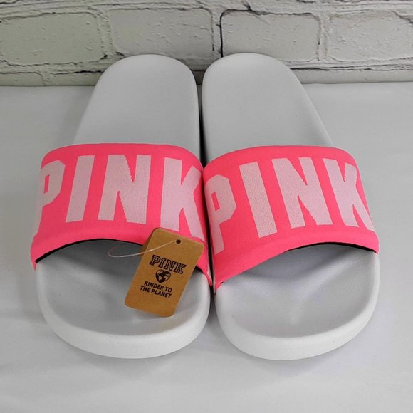 VICTORIA'S SECRET 'PINK' LOGO SLIDE SANDALS SIDE-BANDED - Picture 4 of 16